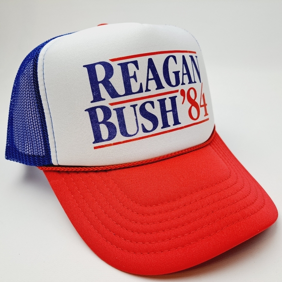 Reagan Bush '84 Republican Election Foam Trucker Mesh Snapback - Picture 2 of 4